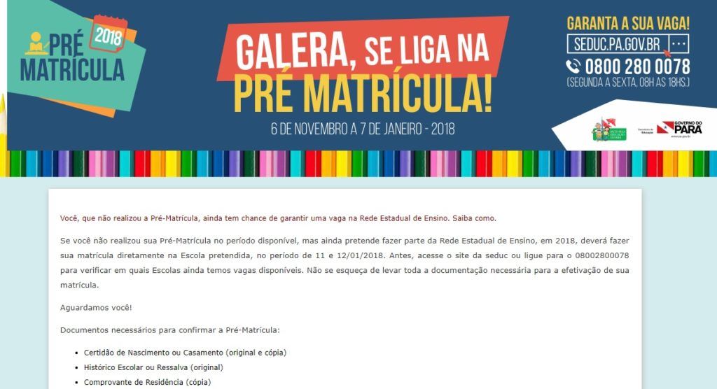 Inscrições Pré Matrícula Fácil Belém PA 2020