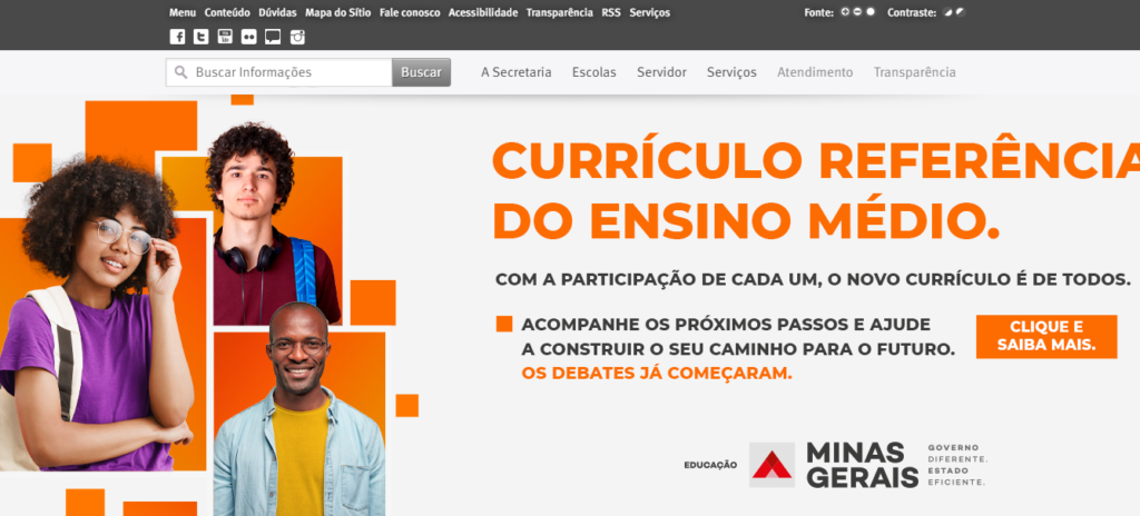 Portal da Secretaria de Educação de Minas Gerais